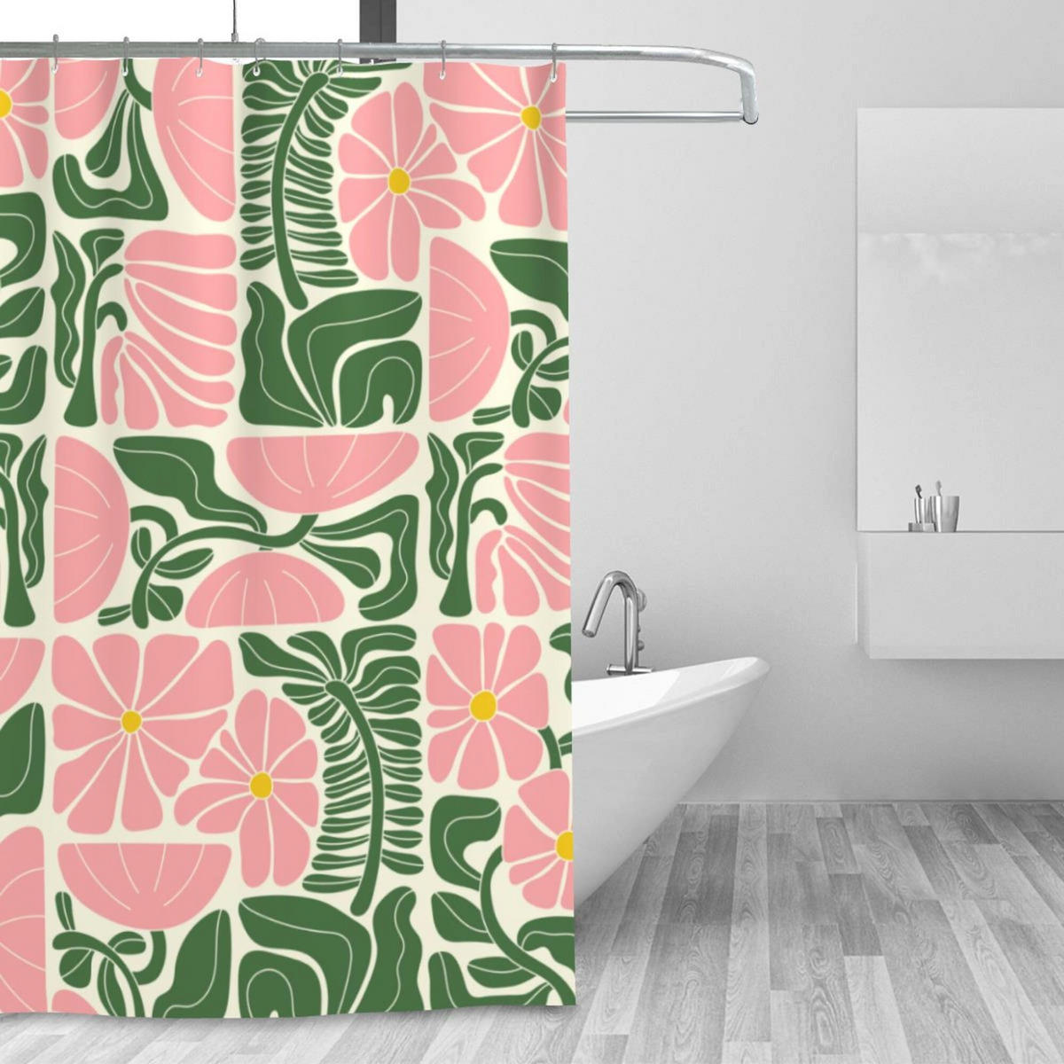 DUSCHVORHANG Boho geometrisch abstrakt floral Polyester wasserdicht mit Haken - Multicolor, Textil (180/180cm) - MCBOSON