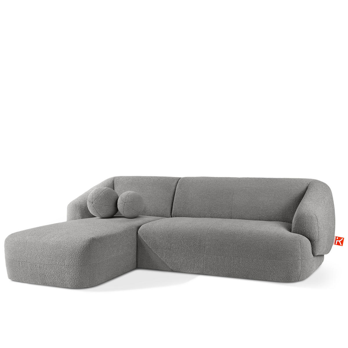 ECKSOFA LINKS VIRA, Grau, Bouclé - Schwarz/Grau, Holz/Holzwerkstoff (300/160cm) - KONSIMO®