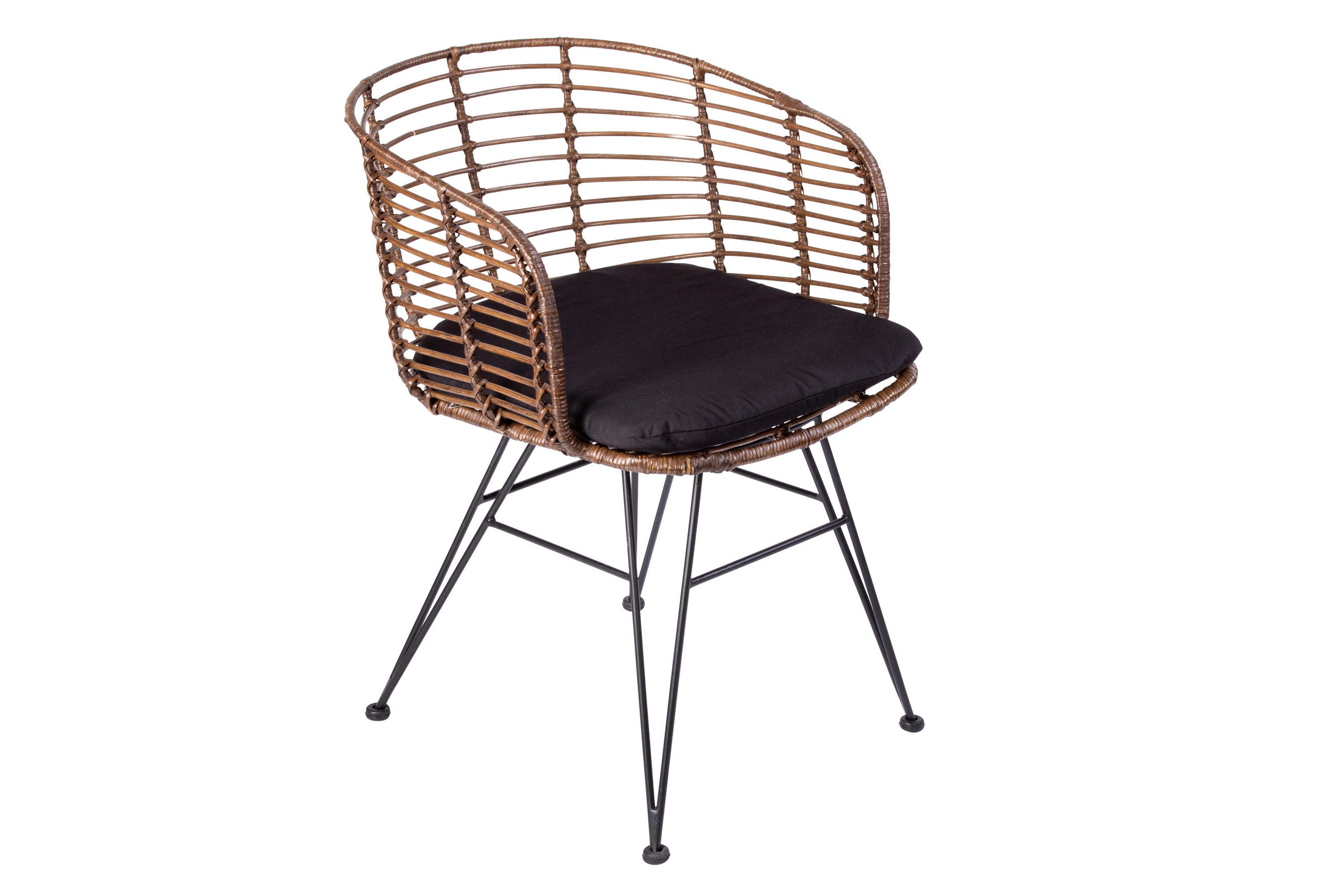 ESSZIMMERSTUHL NAIROBI - Nussbaumfarben/Schwarz, Naturmaterialien/Metall (45/77/45cm) - SAM