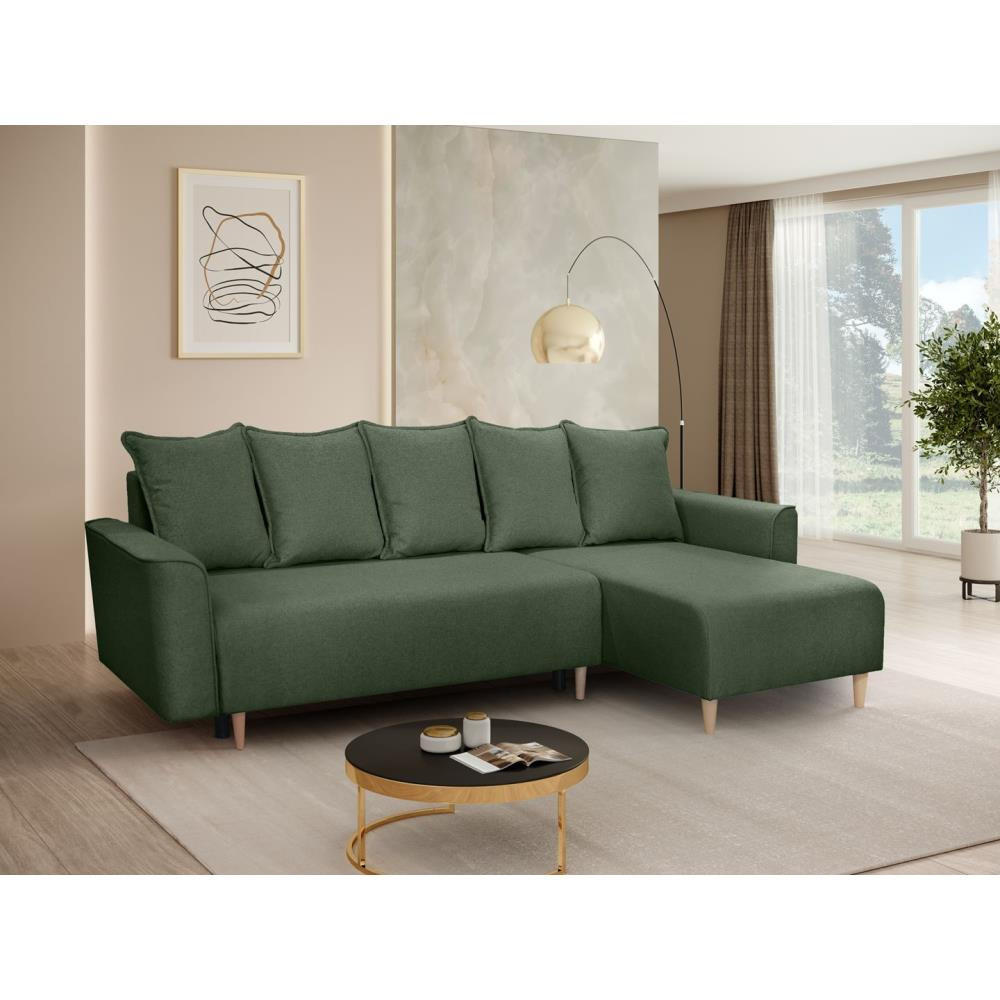 ECKSCHLAFSOFA Willow grün - Grün, Textil (225/150cm) - Beautysofa