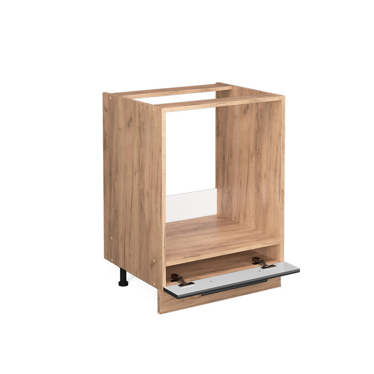 HERDUMBAUSCHRANK Fame-Line Anthrazit Hochglanz 60 cm, AP Eiche - Anthrazit/Eiche Wotan, Holzwerkstoff (60/82/60cm) - Vicco