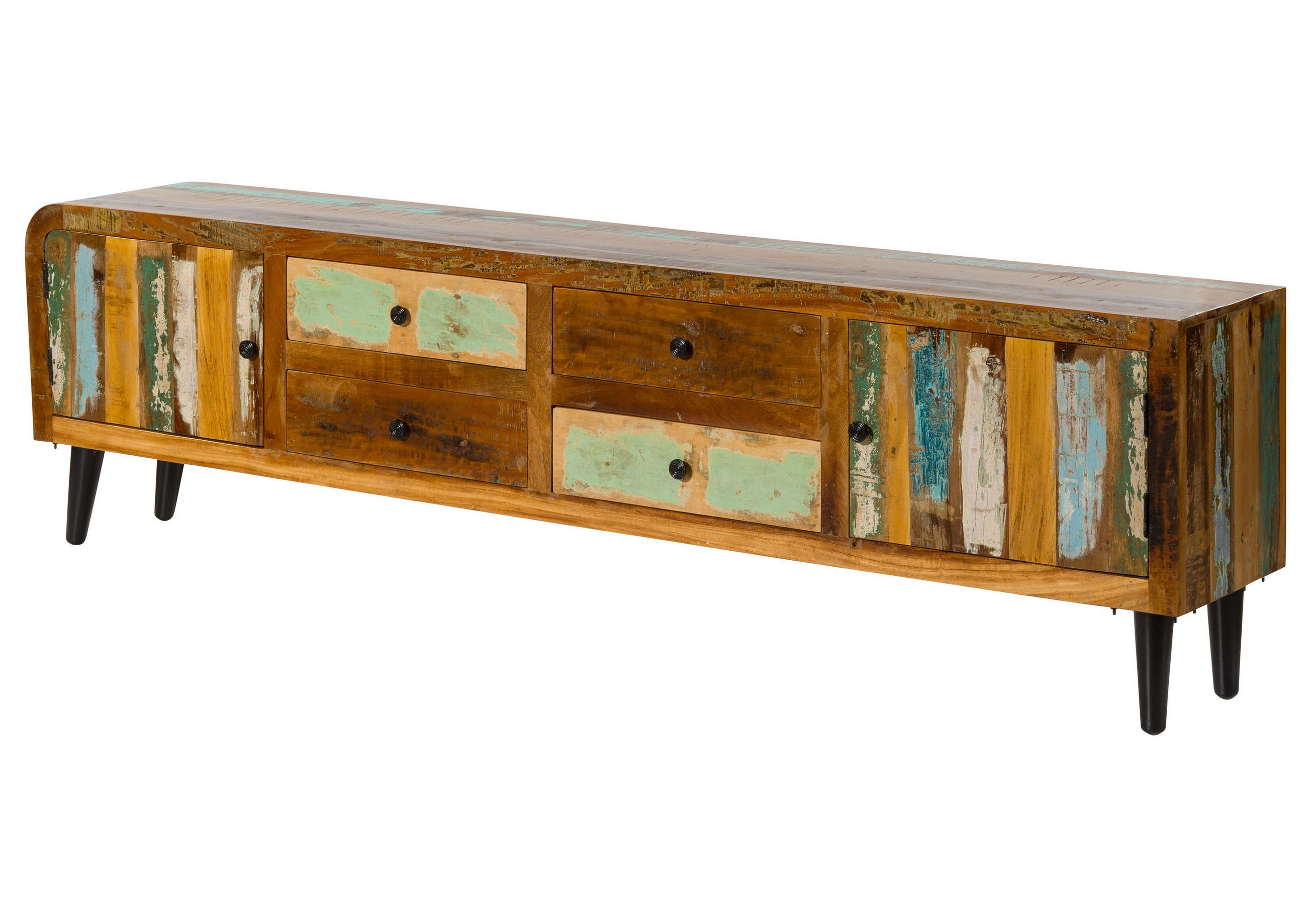 TV-BOARD Altholz 240x40x65 mehrfarbig lackiert SIXTIES #121 - Multicolor, Holz (240/65/40cm) - Massivmoebel24