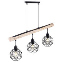 HÄNGELEUCHTE Holz Braun Metall Schwarz - Braun, Holz (76/18/120cm) - Globo Lighting