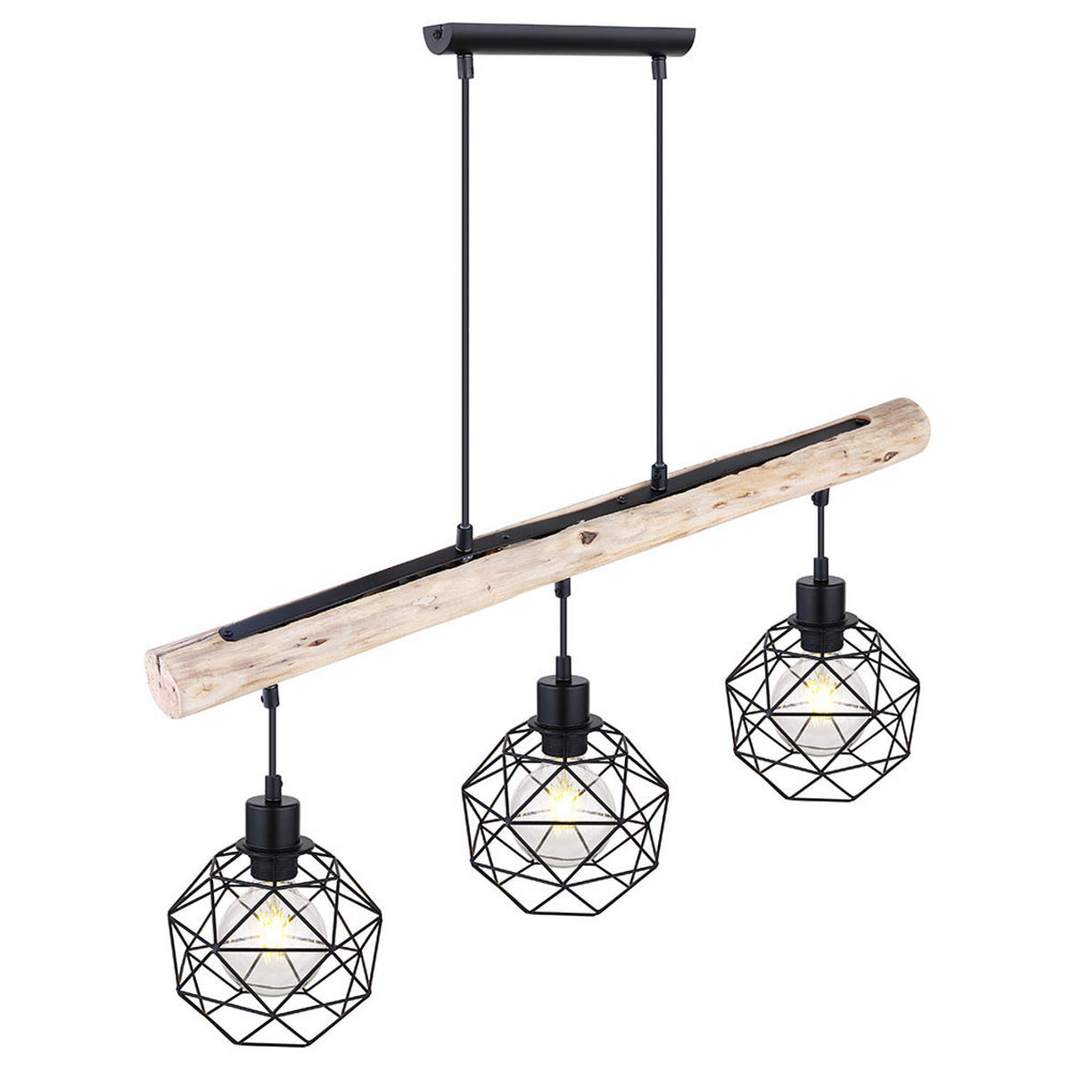 HÄNGELEUCHTE Holz Braun Metall Schwarz - Braun, Holz (76/18/120cm) - Globo Lighting
