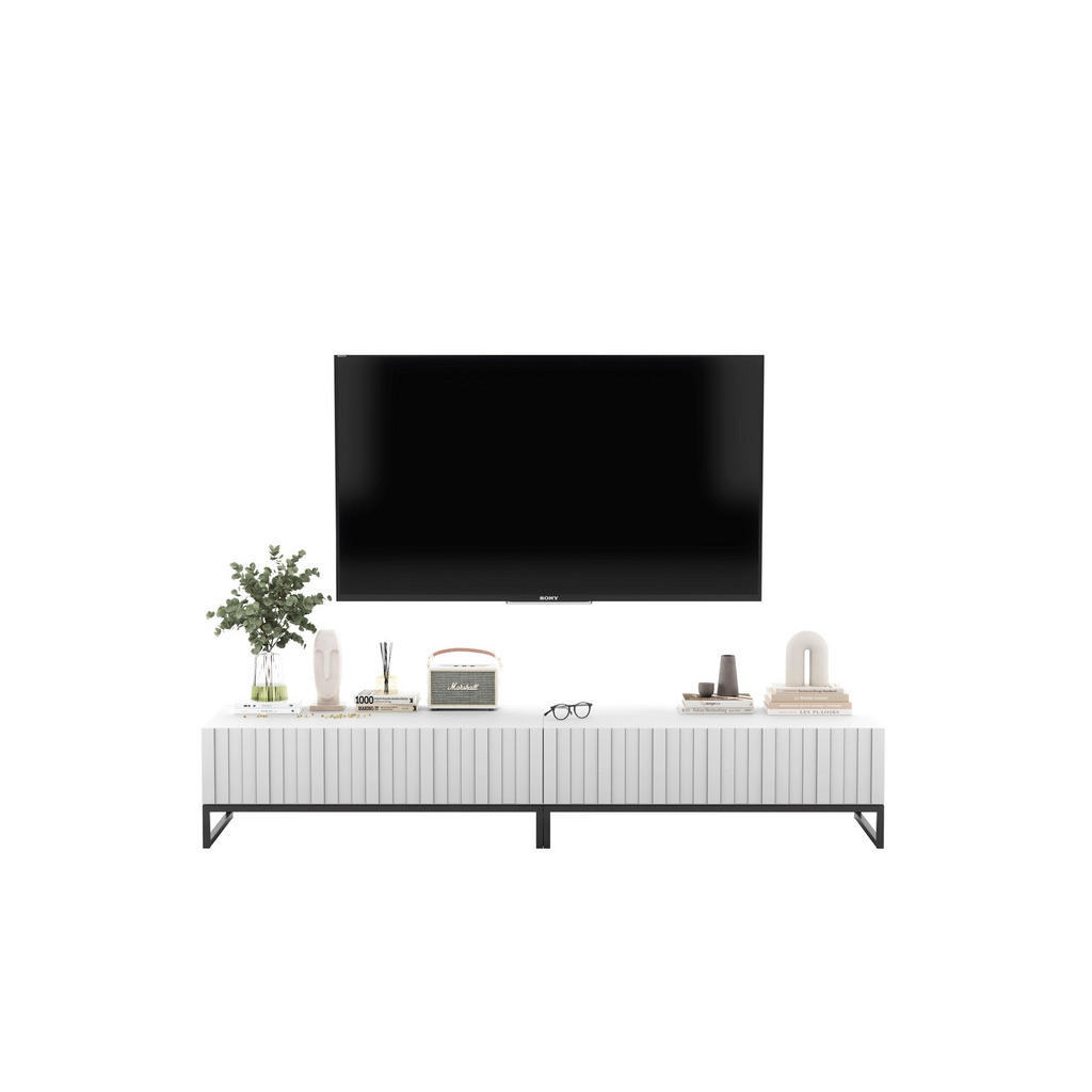 Thumbnail - Meble Lindner Tv-Lowboard, Weiß, Holzwerkstoff, Rechteckig, 220x39x54 cm, Wohnzimmer, Wohnwände, Lowboards, Lowboards st...