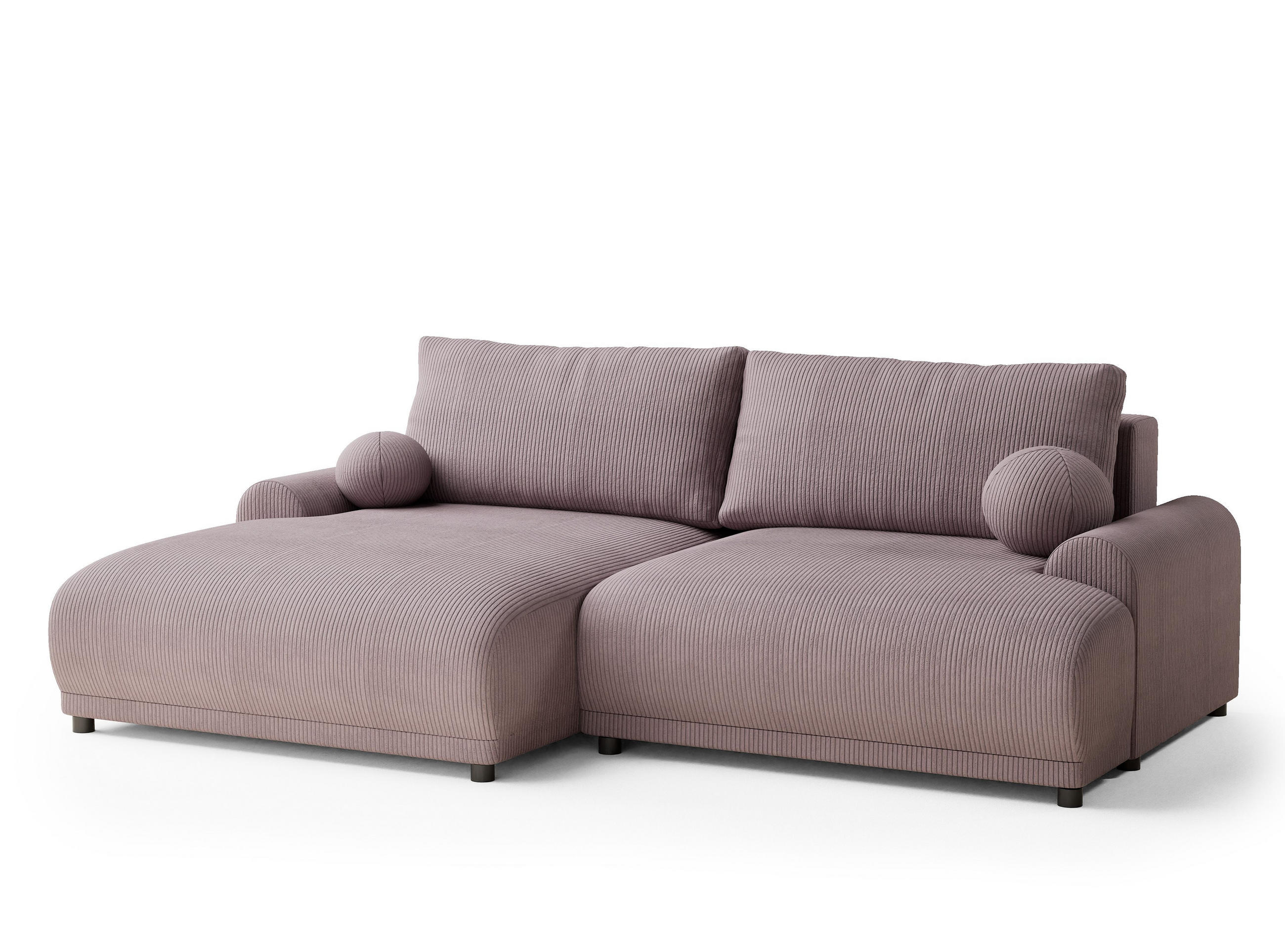 ECKSOFA MIT SCHLAFFUNKTION Tallin Lila Samtstoff - Links Seite - Flieder/Schwarz, Holz/Holzwerkstoff (145/240cm) - Maison de Reve