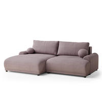 ECKSOFA MIT SCHLAFFUNKTION Tallin Lila Samtstoff - Links Seite - Flieder/Schwarz, Holz/Holzwerkstoff (145/240cm) - Maison de Reve