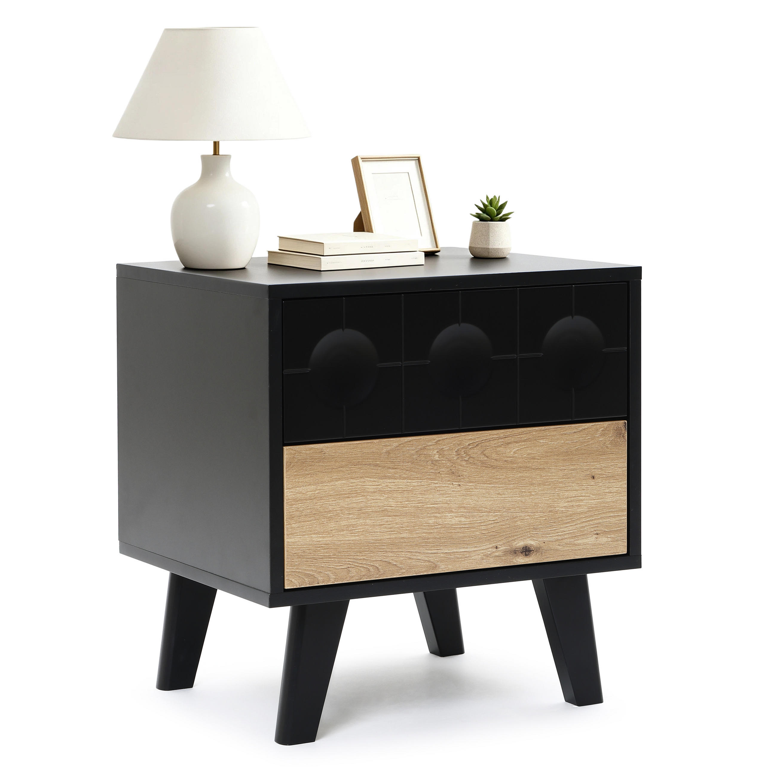 Hometopia Nachttisch Schwarz 45x48x40 cm