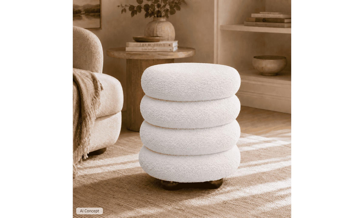 HOCKER NOLLIE 34/34/40 cm Weiß - Weiß/Braun, Holz/Textil (34/40/34cm) - Lookway