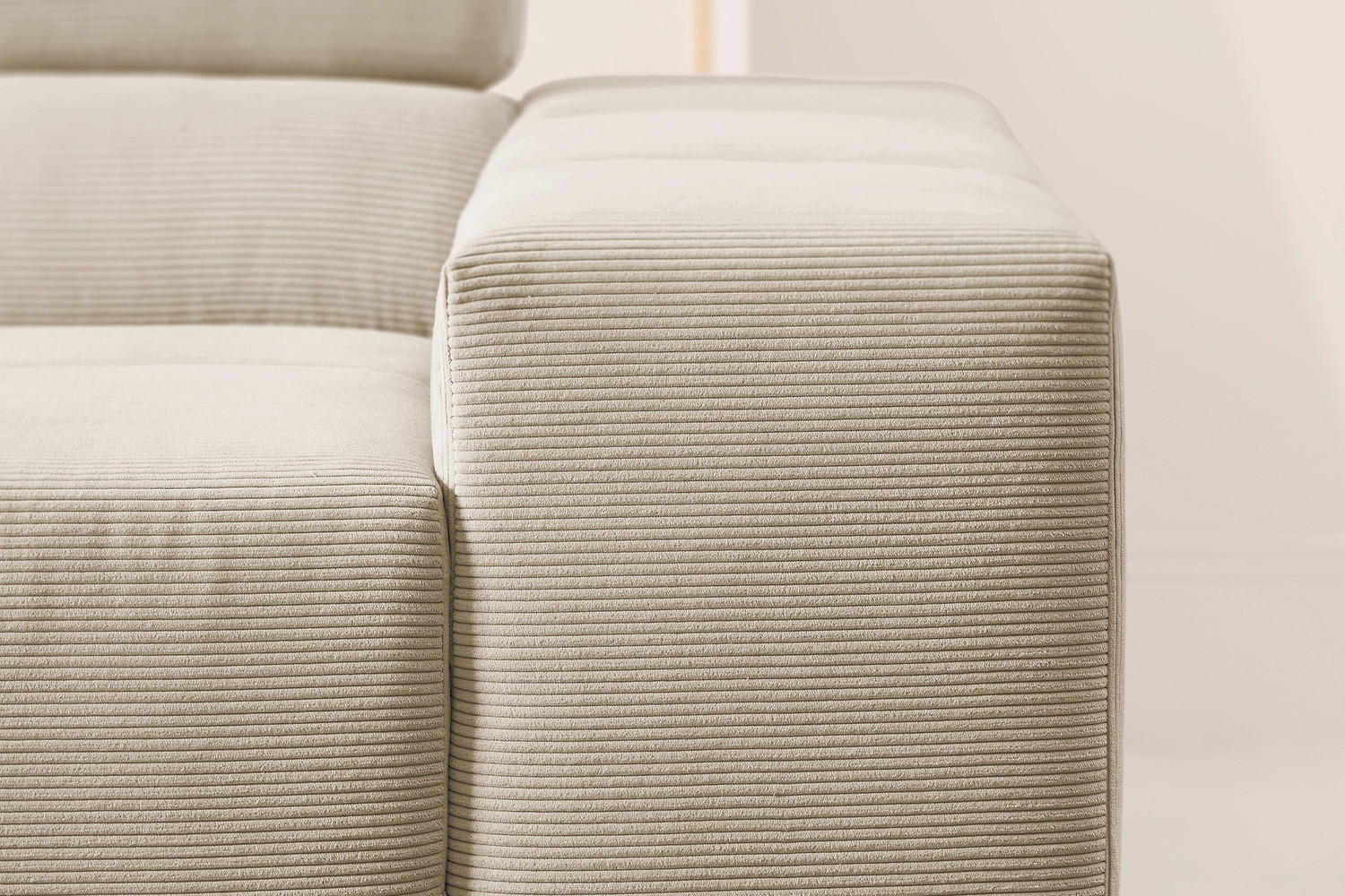ECKSOFA MIT MOTORISCHEM SITZVORZUG NEVADA Beige Cord - Beige/Schwarz, Kunststoff/Textil (319/215cm) - KAWOLA