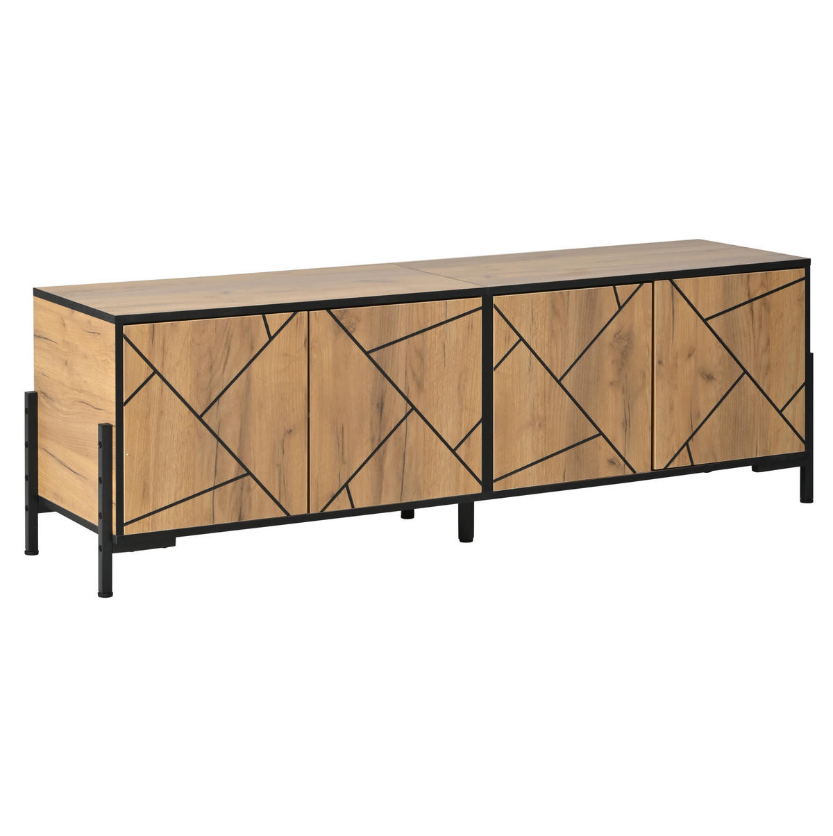 TV-ELEMENT mit 4 Türen 153 x 40 x 50 cm Naturholz/Schwarz - Braun, Holzwerkstoff (40/50/153cm) - Beauniv