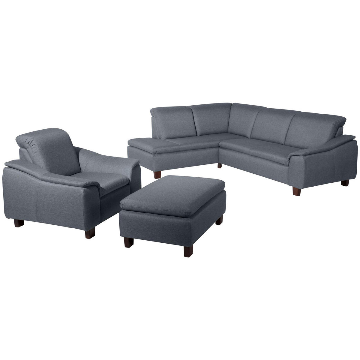 ECKSOFA mit Ottomane links Kaylil Flachgewebe denim - Flieder, Kunststoff (187/247cm) - 58aufmkessel