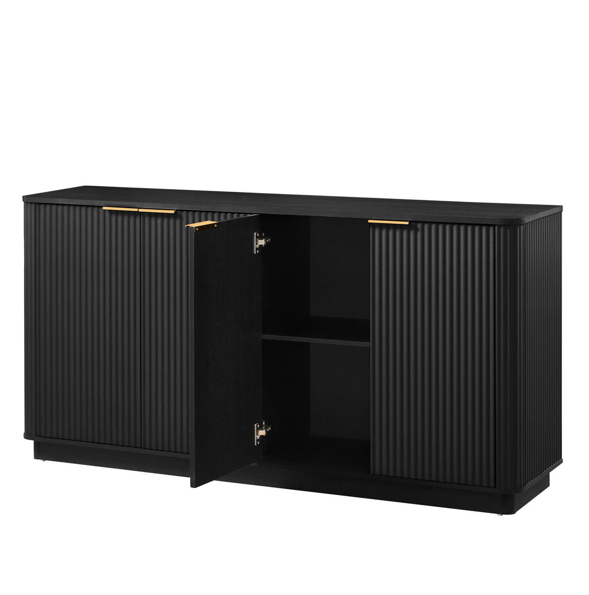 SIDEBOARD z MDF, 160/40/80 cm, černý, 4dveřový s úložným prostorem - černá, kompozitní dřevo (160/80/40cm) - BEAOK