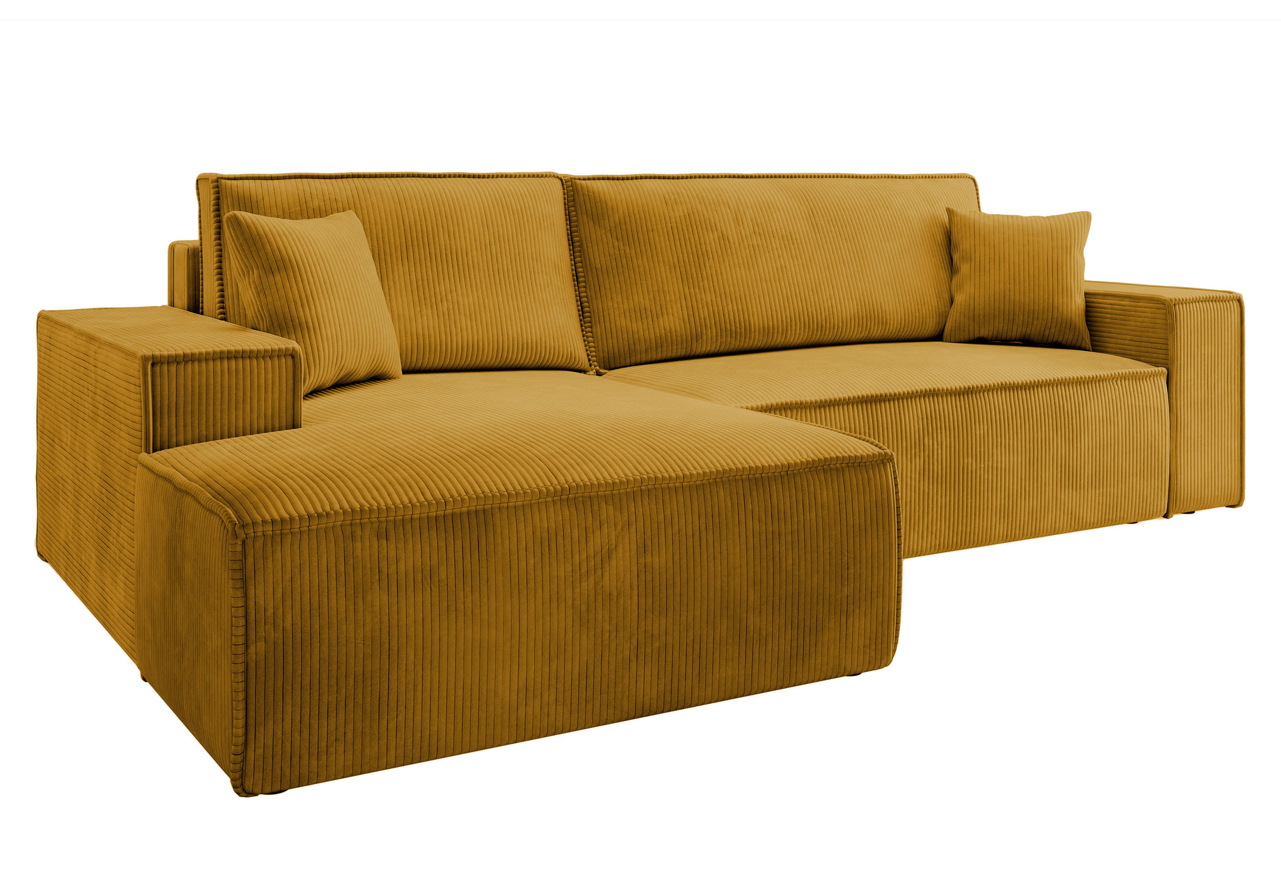 ECKSOFA Farese Senfgelb Cordbezug - Messingfarben/Schwarz, Kunststoff/Textil (267/167cm) - Selsey