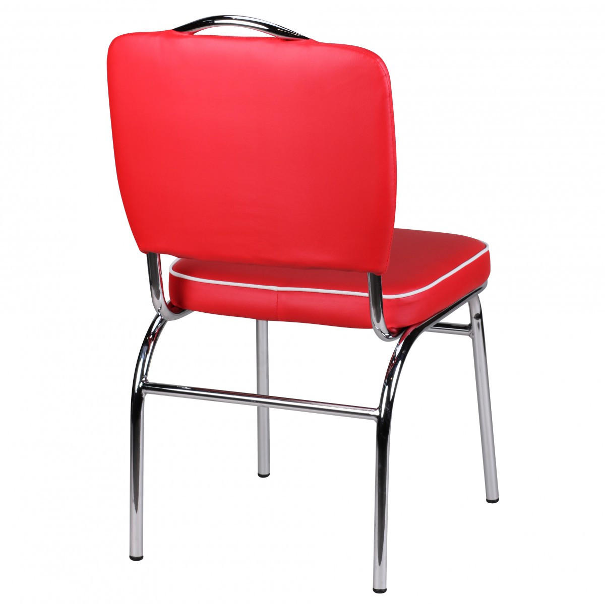 ESSZIMMERSTUHL Kunstleder mit Metallgestell Retro 50-er Jahre gepolstert, Rot 47x45x90 cm - Rot/Silberfarben, Kunststoff/Textil (47/90/45cm) - KADIMA DESIGN