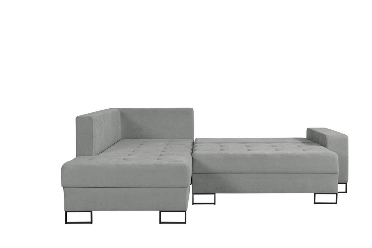 ECKSOFA mit Schlaffunktion Links Grau Chenille - 245x200 cm - Trevi - Schwarz/Grau, Holz/Holzwerkstoff (245/200cm) - Ravio
