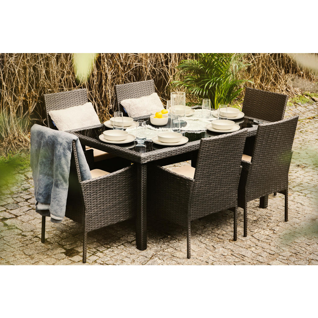 Thumbnail - Konsimo® Gartengarnitur, Braun, Beige, Kunststoff, Gartenmöbel, Gartenmöbel-Sets