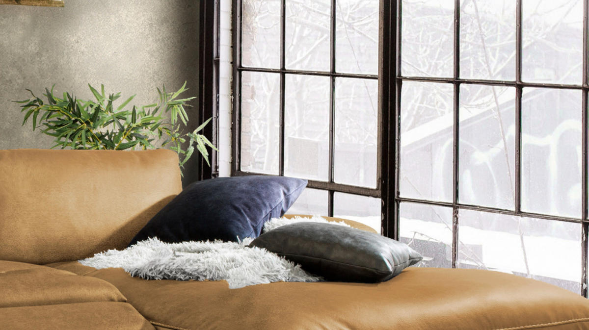 ECKSOFA MOTORISCH. RELAXFUNKTION LOLA Rotbraun Leder - Rotbraun/Schwarz, Leder (233/178cm) - KAWOLA