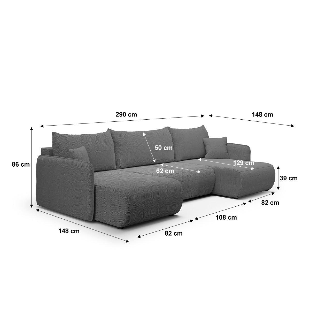 PANORAMSKA SOFA Claudio 5 mjesta za sjedenje Tamnosiva - siva, drvo (290/86/148cm) - Petits-meubles