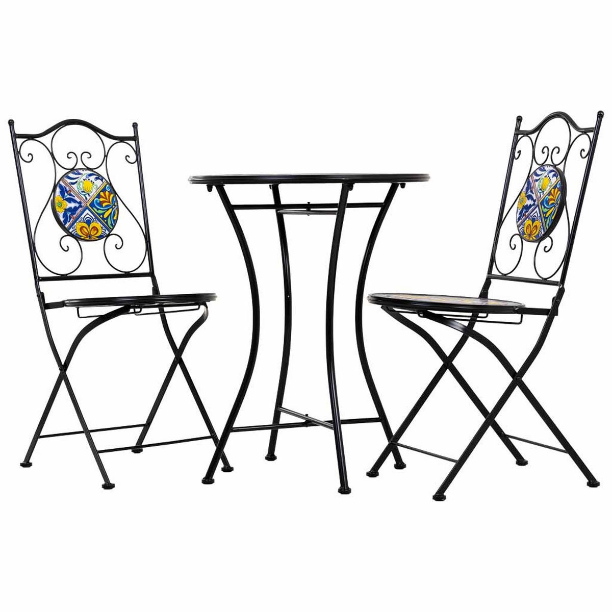 TISCH und STÜHLE, schwarz, 3-tlg. - Schwarz, Metall - Wanderlust