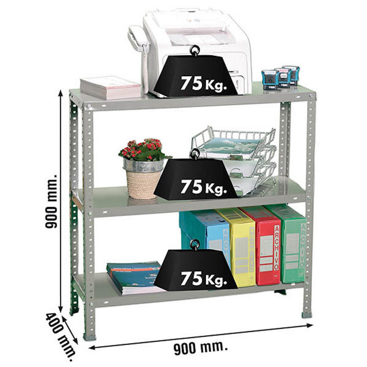 SCHRAUBREGAL PANDA MINI | HxBxT 90x90x40cm | 3 Fachböden | Fachlast 75kg | Grau - Grau, Metall (90/90/40cm) - Sonstige