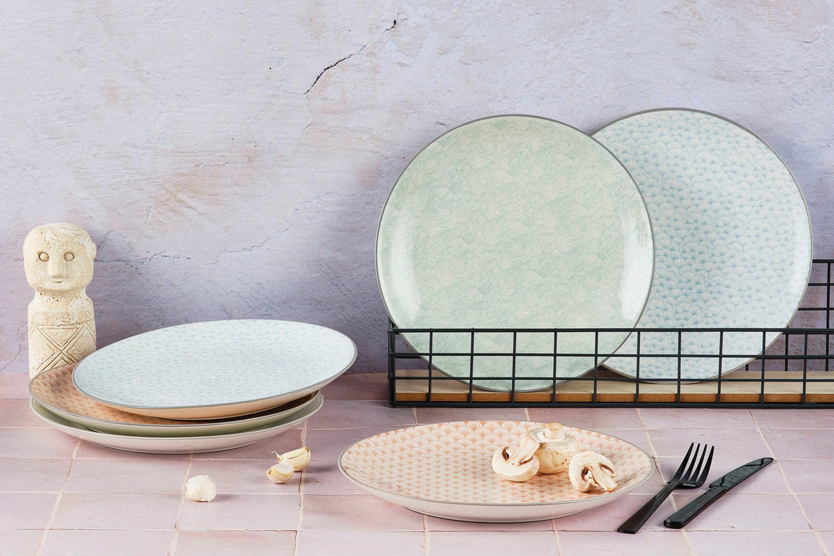 TELLER Pattern Ø26cm - 6er-Set - Pastel - Pink, Keramik (26cm) - Björn