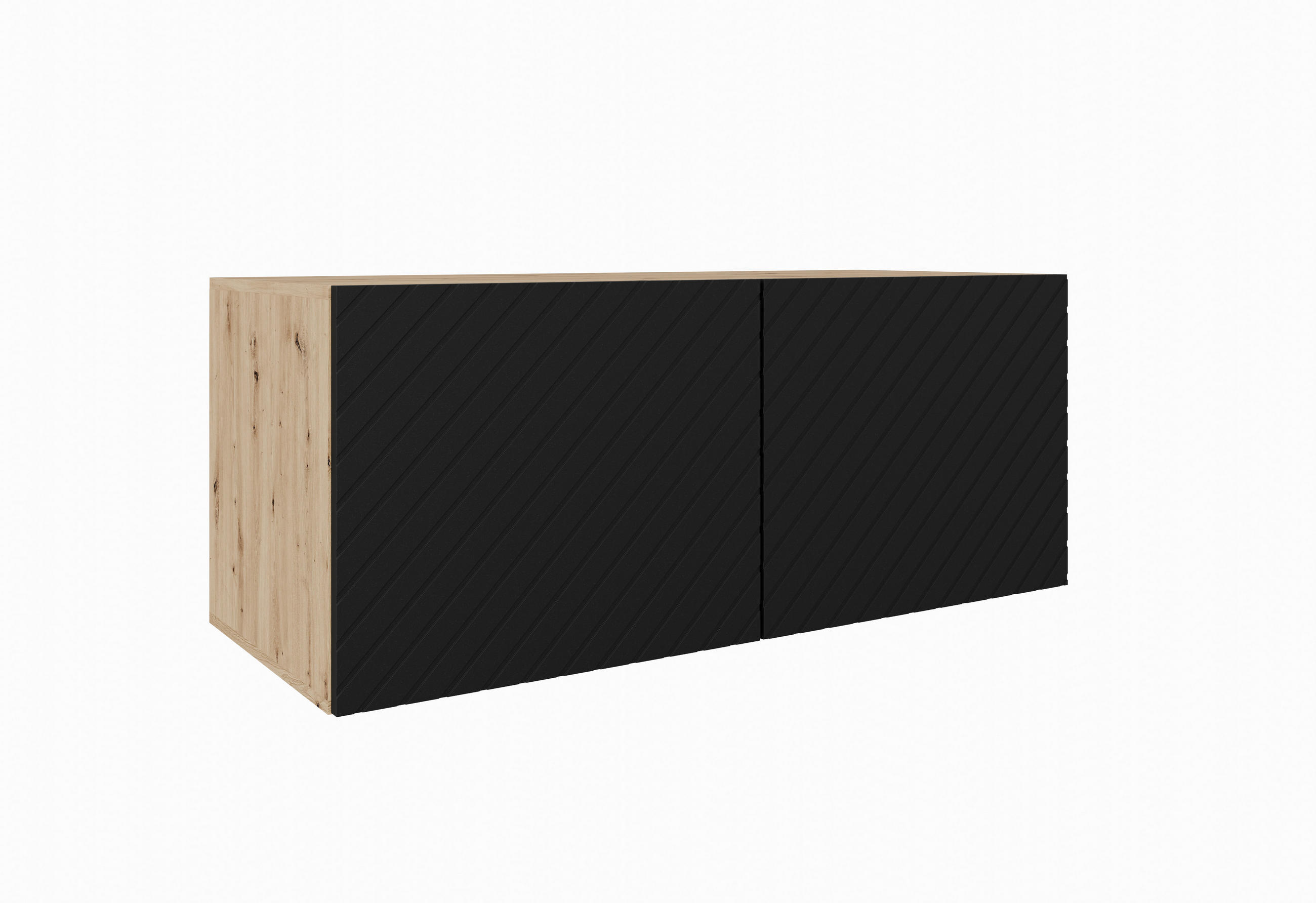 Meblini Tv-Schrank Eiche Artisan, Schwarz 100x115x40 cm