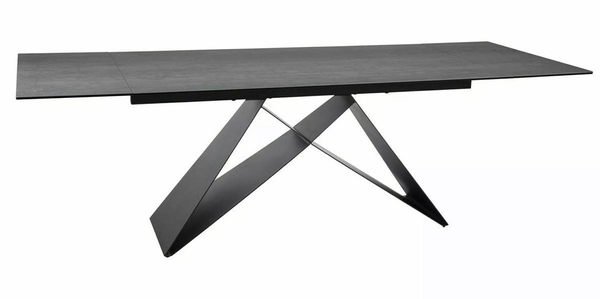 ESSTISCH Westin X / Schwarz Matt 160-240 / 90 / 77cm - Schwarz/Grau, Holz/Keramik (90/240/77cm) - Feldmann-Wohnen