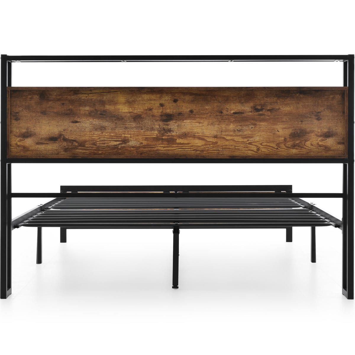 METALLBETT 140/200 cm DE-00493, in Schwarz, Stauraum-Kopfteil - Schwarz, Metall (140/200cm) - ComfortXL