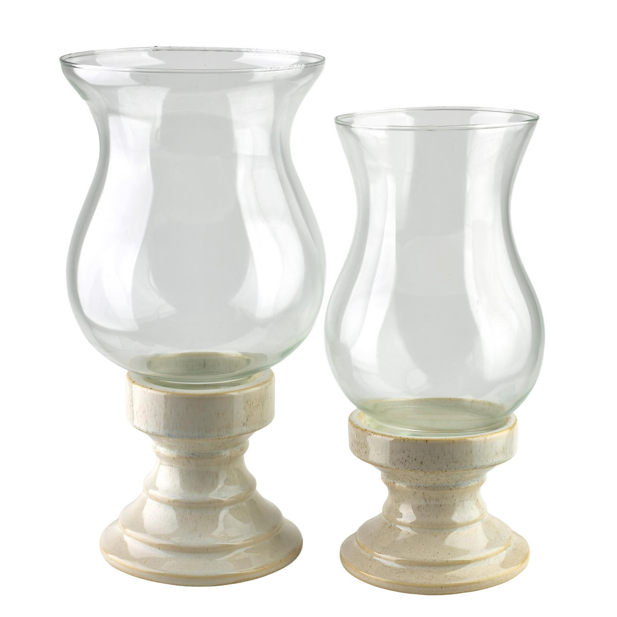 LATERNE Evam 20,5/20,5/39,5cm Keramik und Glas - Beige, Keramik (40cm) - Mondex