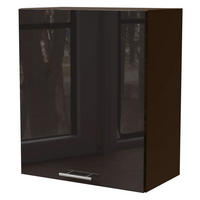 KÜCHENHÄNGESCHRANK Essen W2/60 Schwarz Hochglanz / Lava Matt 60 / 32,5 / 72cm - Schwarz Hochglanz/Dunkelgrau, Holz/Holzwerkstoff (60/72/32.5cm) - Feldmann-Wohnen