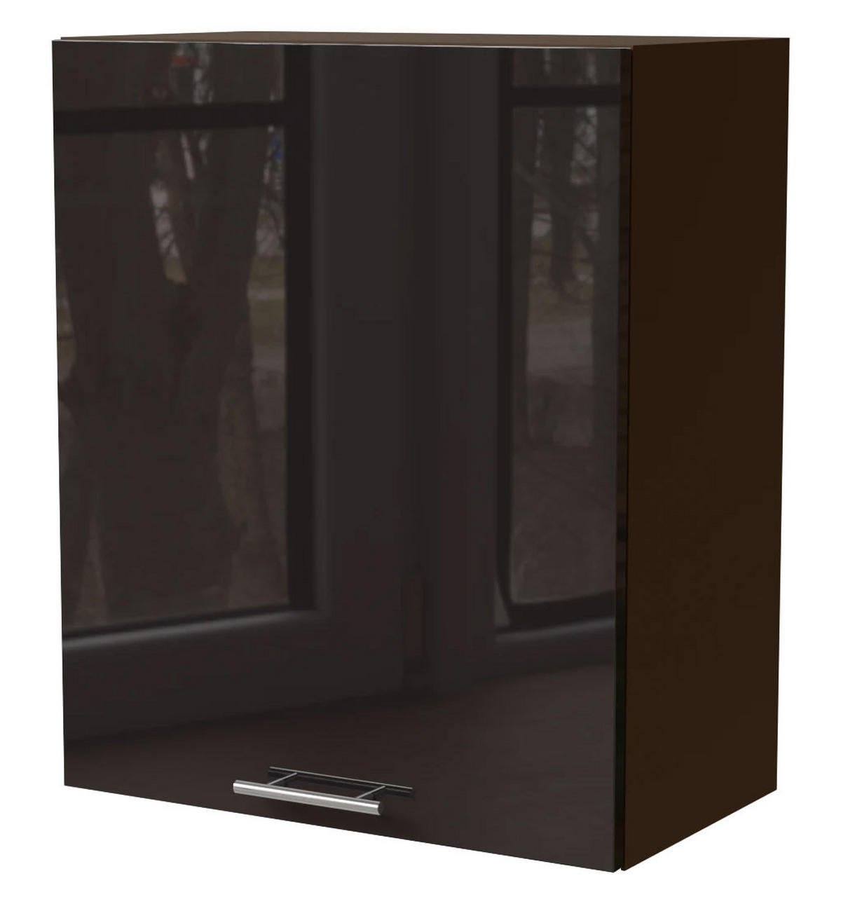 KÜCHENHÄNGESCHRANK Essen W2/60 Schwarz Hochglanz / Lava Matt 60 / 32,5 / 72cm - Schwarz Hochglanz/Dunkelgrau, Holz/Holzwerkstoff (60/72/32.5cm) - Feldmann-Wohnen