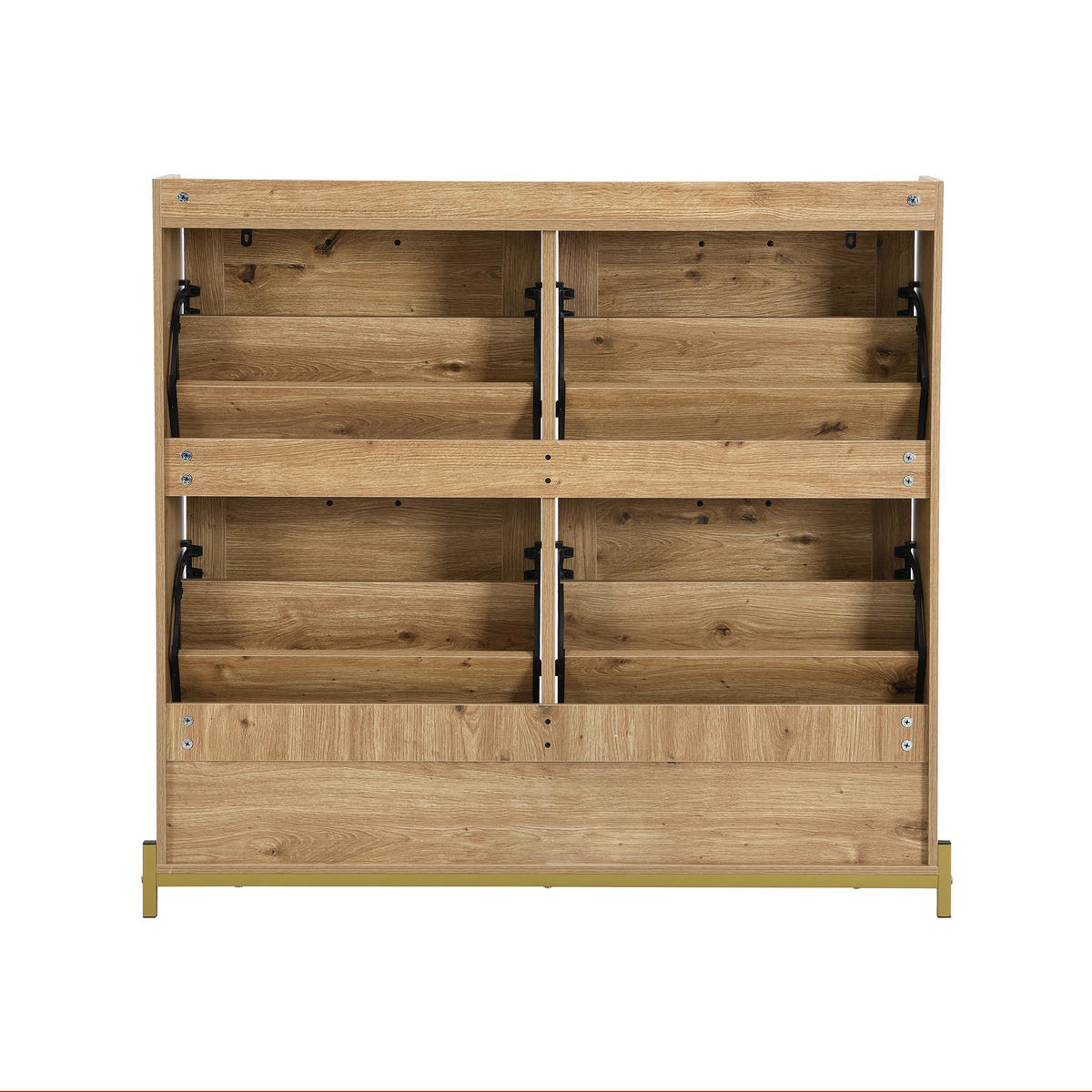 SCHUHSCHRANK Holz Rattantüren 4 Türen Metallrahmen Regal - Naturfarben, Holzwerkstoff (24/100/108.5cm) - FLIEKS