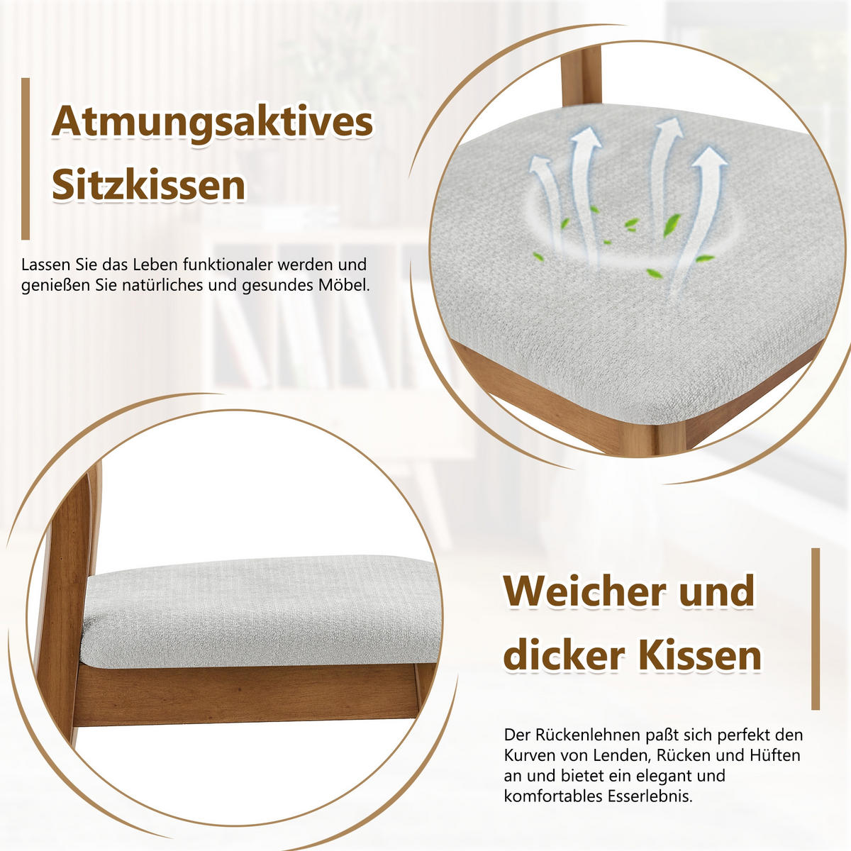 STUHL-SET DE-36737 2 Stück mit ovaler Rückenlehne und Tragegriff Grau - Grau, Holzwerkstoff (44/88/50cm) - ComfortXL