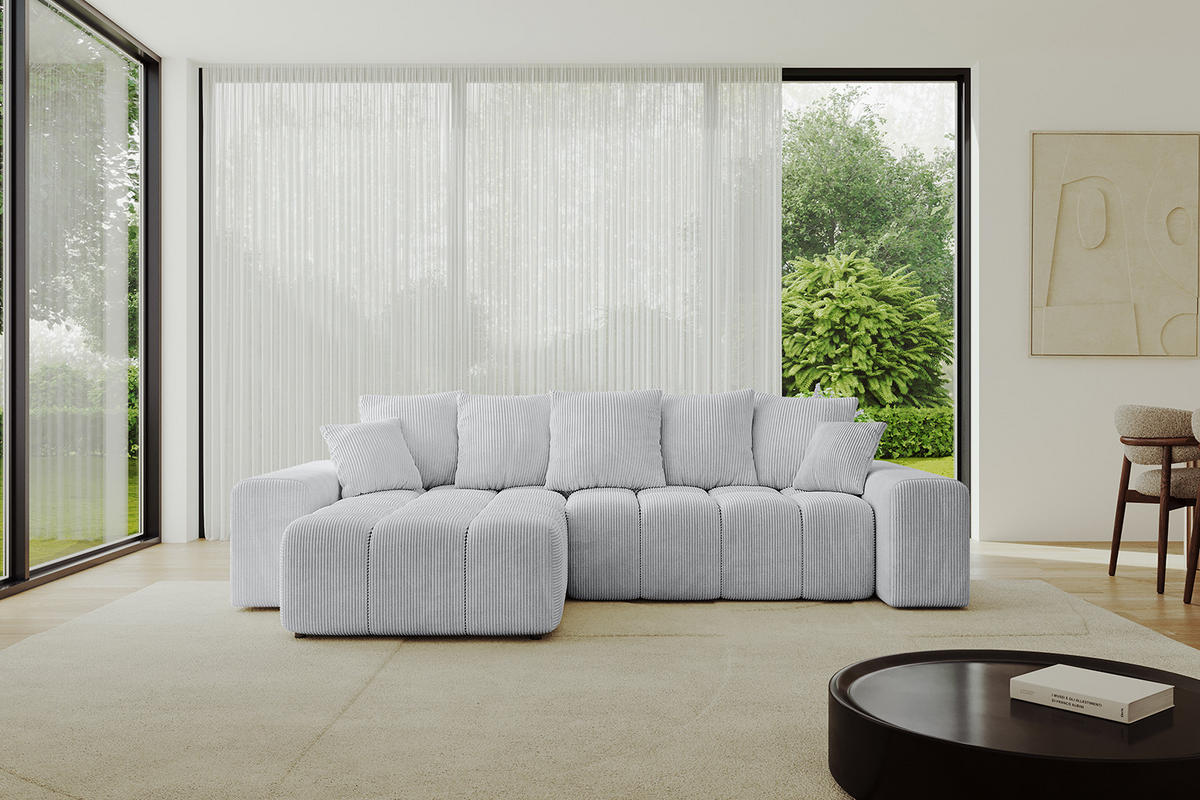 ECKSOFA Ottomane links/rechts ENIL-L 290x175x84 Grau Cord - Grau, Holzwerkstoff/Kunststoff (290/175cm) - ALTDECOR