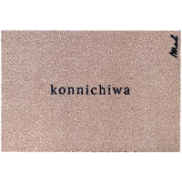 OUTDOOR FUßMATTE "Aya" mit Spruch "konnichiwa" Beige 50 x 75 cm - Beige/Schwarz, Kunststoff/Textil (50/75cm) - MAD ABOUT MATS