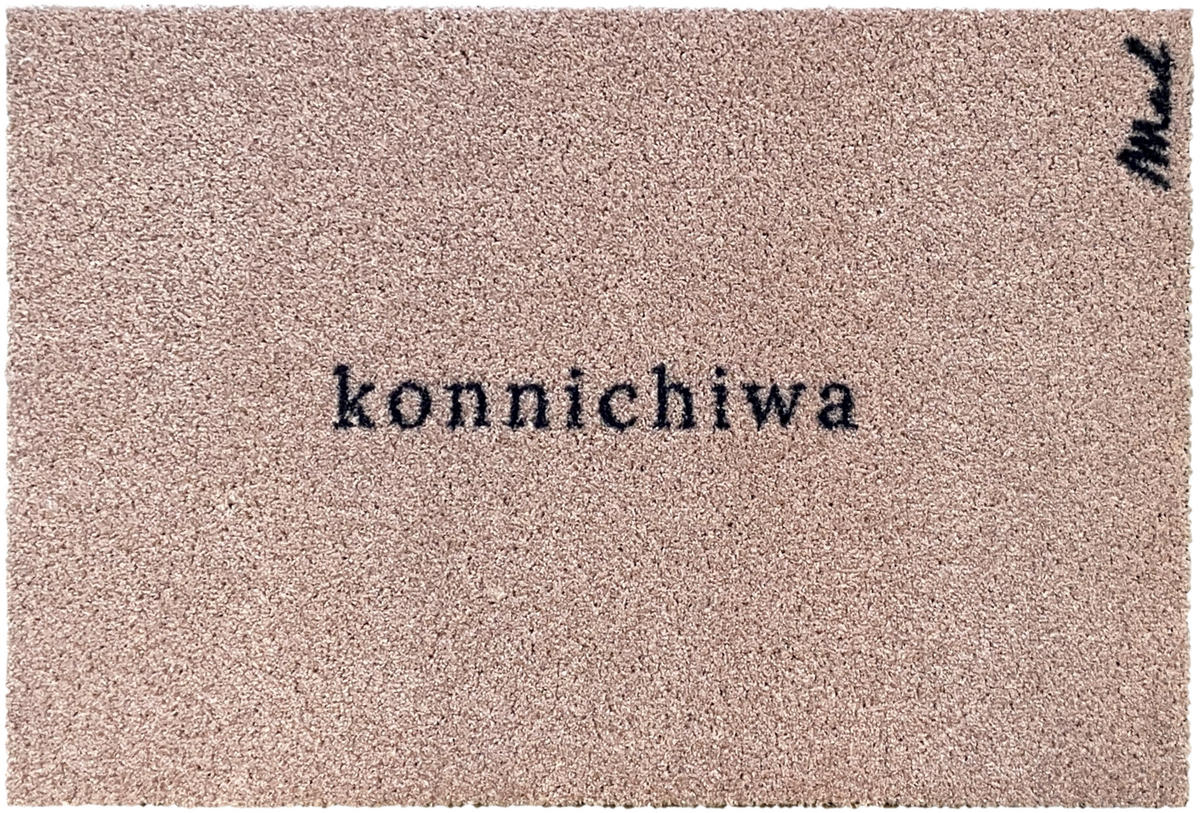 OUTDOOR FUßMATTE "Aya" mit Spruch "konnichiwa" Beige 50 x 75 cm - Beige/Schwarz, Kunststoff/Textil (50/75cm) - MAD ABOUT MATS