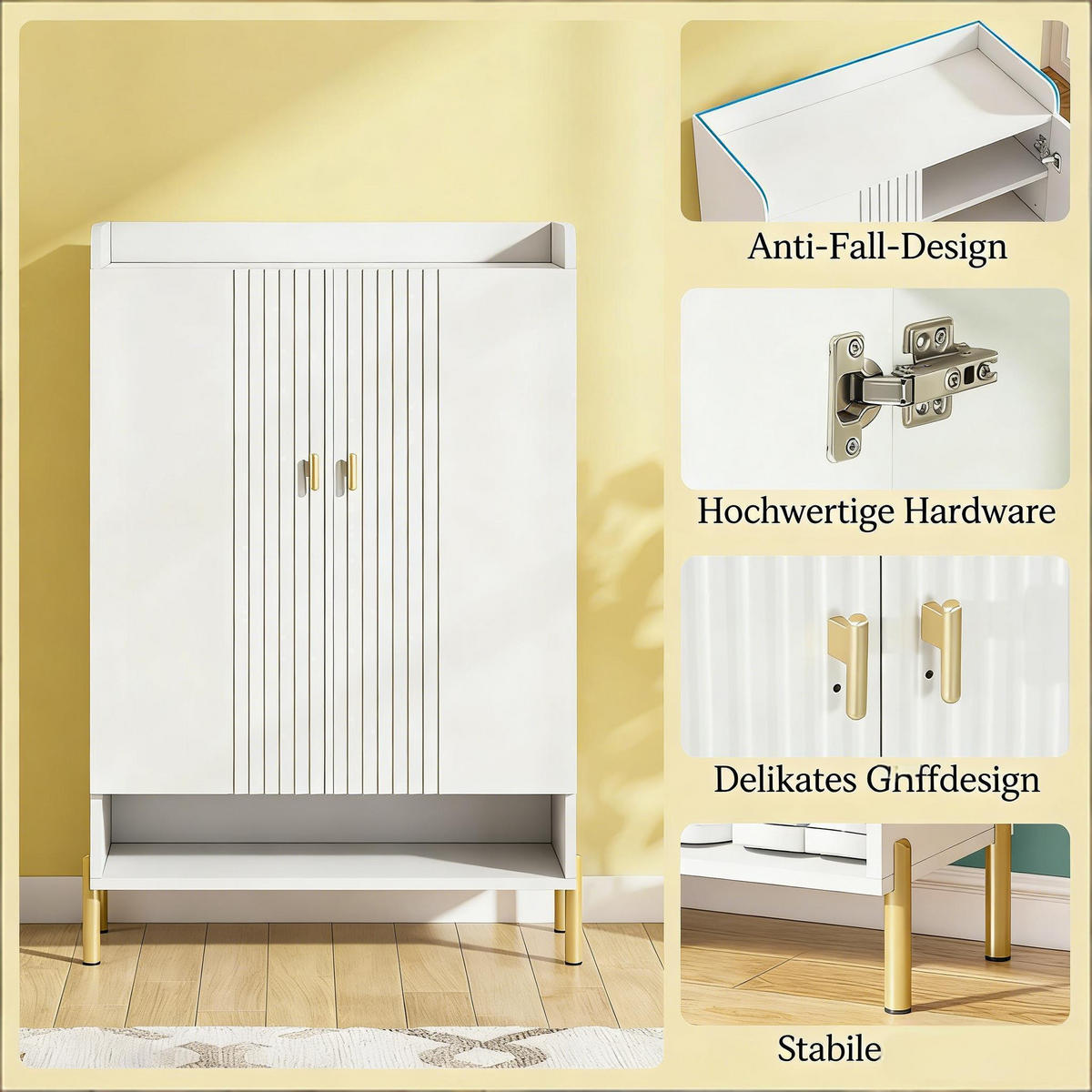 SCHUHSCHRANK Weiß 75/36.5/111 cm - Weiß, Metall (75/111/36.5cm) - PANGIVO