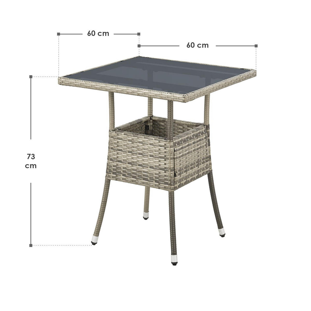 GARTENTISCH Yoro grau 60x60 cm - Grau, Kunststoff (60/60/73cm) - Juskys