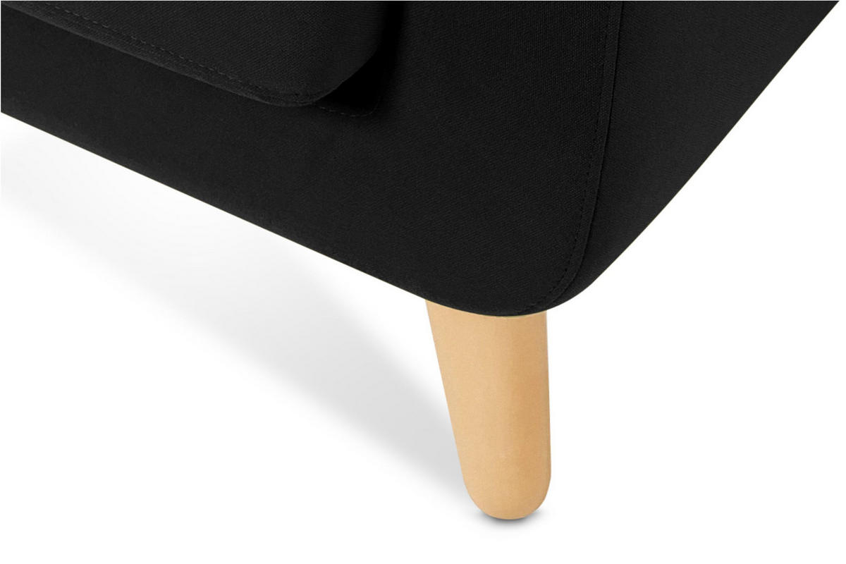 SOFA TAGIO mit Armlehnen, Schwarz - Schwarz/Braun, Buchenholz/Textil (153/80/84cm) - KONSIMO®
