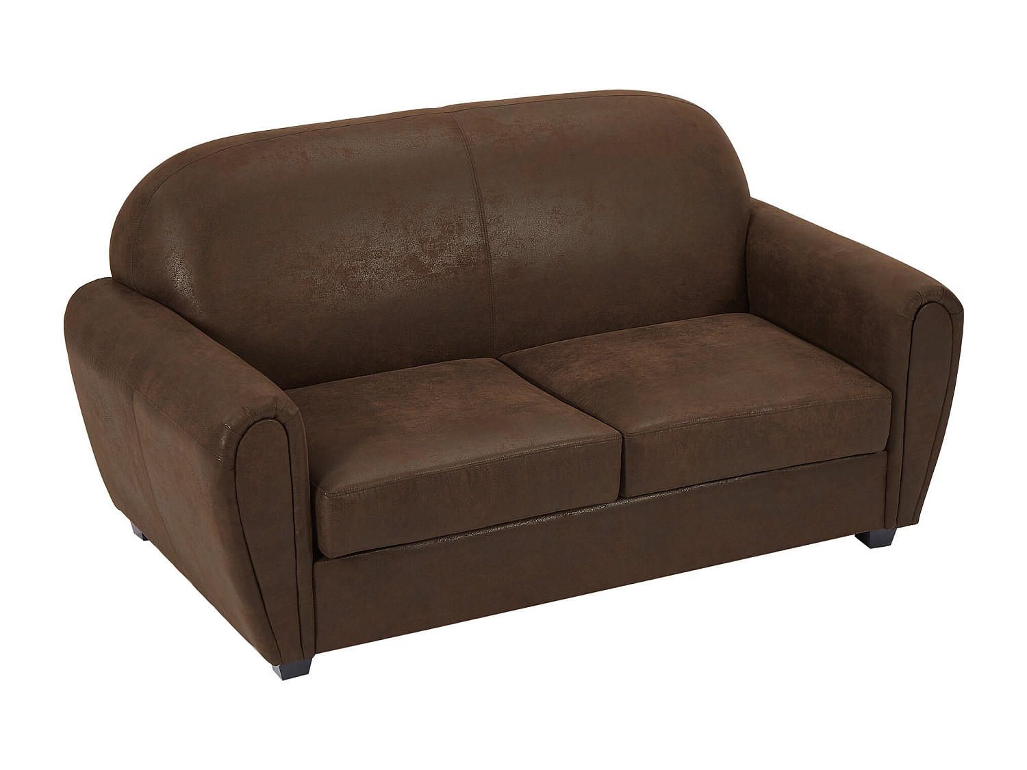 CLUBSOFA 3-Sitzer - Microfaser - Braun - VICTORY III - Braun, Textil (170/89/91cm) - Vente-Unique