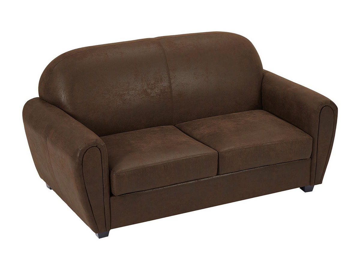 CLUBSOFA 3-Sitzer - Microfaser - Braun - VICTORY III - Braun, Textil (170/89/91cm) - Vente-Unique