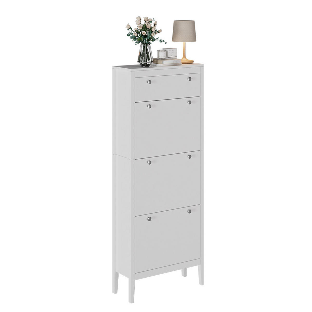 SCHUHSCHRANK Aron Weiß 60 x 153 cm , 3 Fächer - Weiß, Holzwerkstoff (60/153/23.5cm) - Vicco