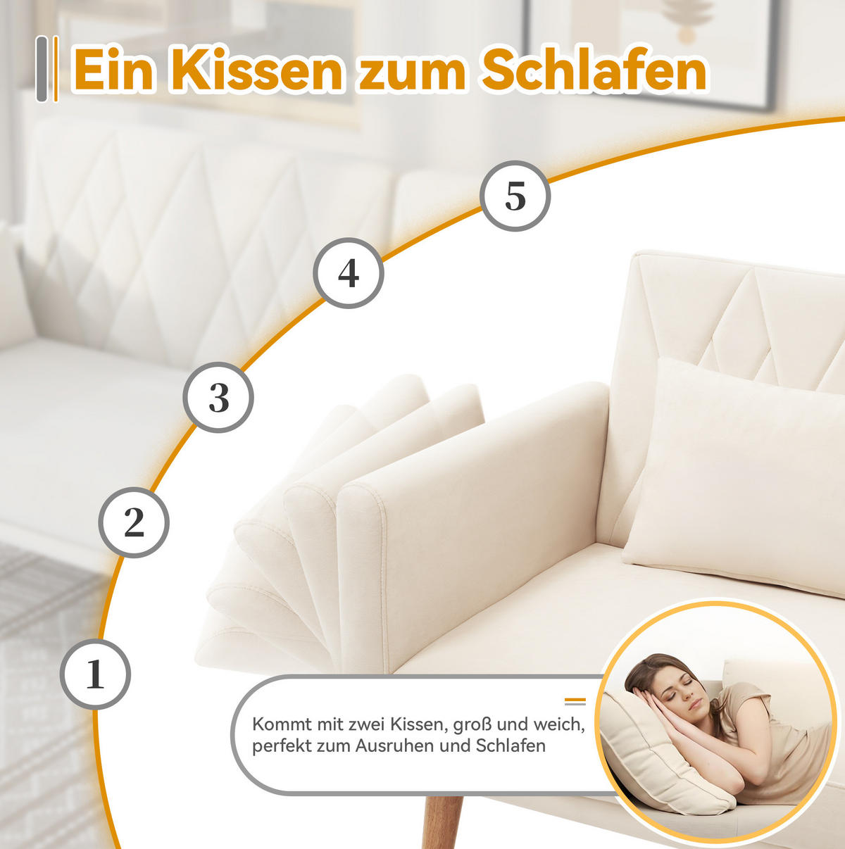 SCHLAFSOFA 180/75/82 cm in Beige – mit verstellbaren Rückenlehnen - Beige, Textil (82/75/180cm) - BEAOK