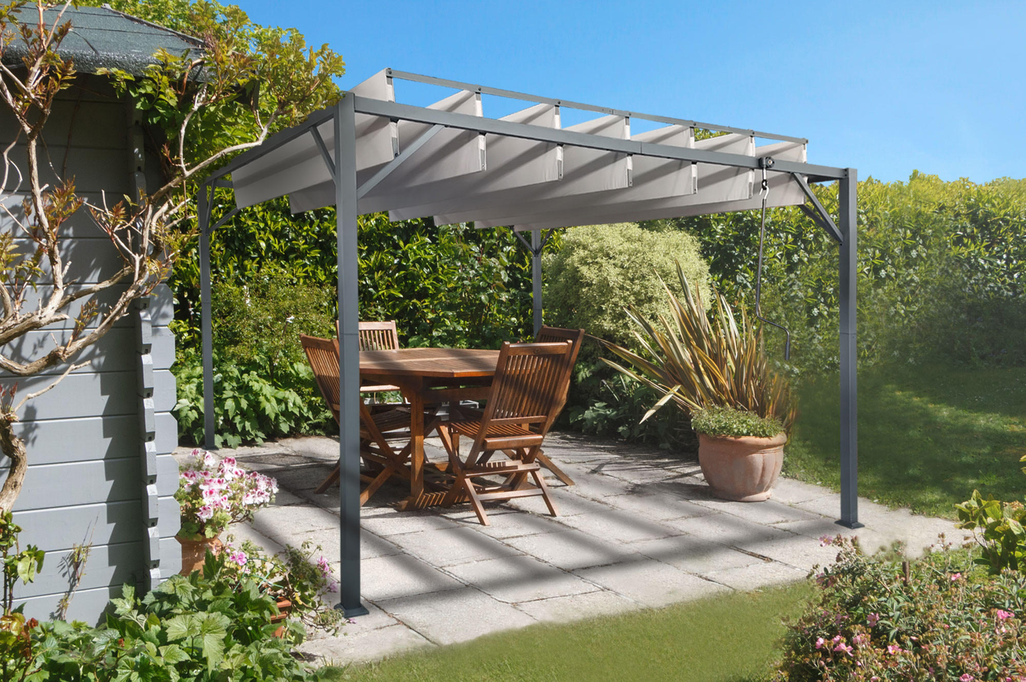 PERGOLA FREISTEHEND Bahia Beige 3m x 3m - Beige, Metall (291/220/291cm) - Cazeboo