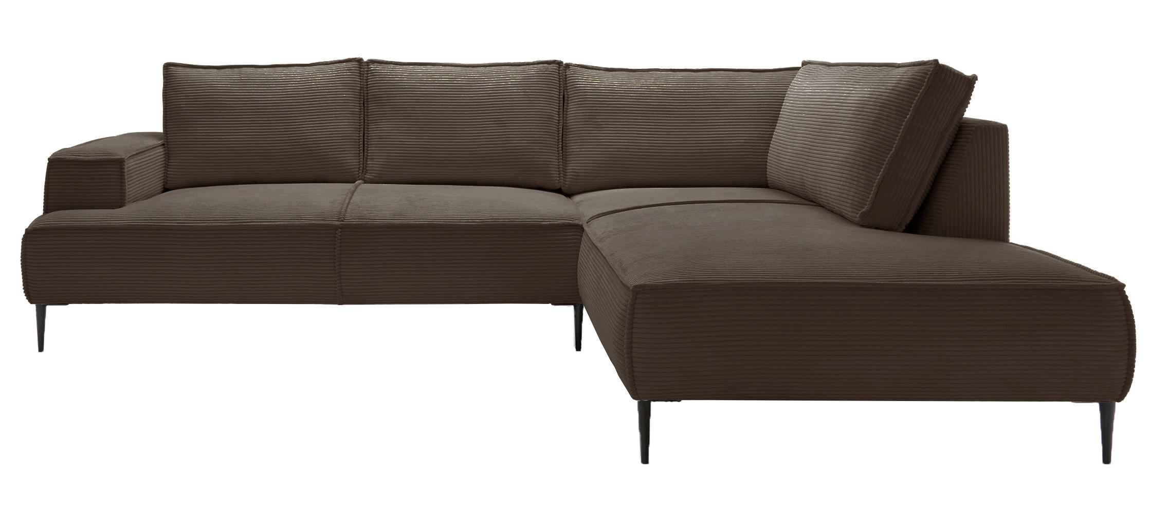 SCHLAFSOFA 275 cm L-Form Harmonia mit Beinen, Rechts, Braun - Braun, Holz (195/275cm) - Emporius