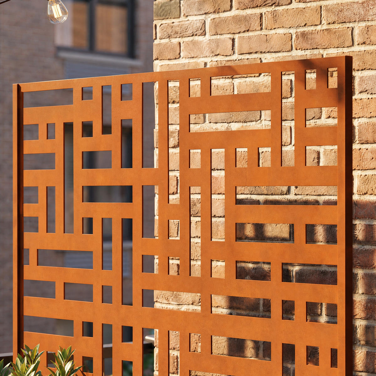 PERETE DESPARTITOR Bernalda cu jardiniera pentru flori - ruginiu, metal (83/146/31cm) - casa.pro
