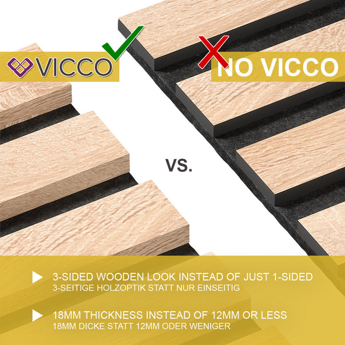 WANDPANEELE Akustikpaneel Eiche 12 Stück - Eichefarben, Holzwerkstoff (120/40/1.8cm) - Vicco