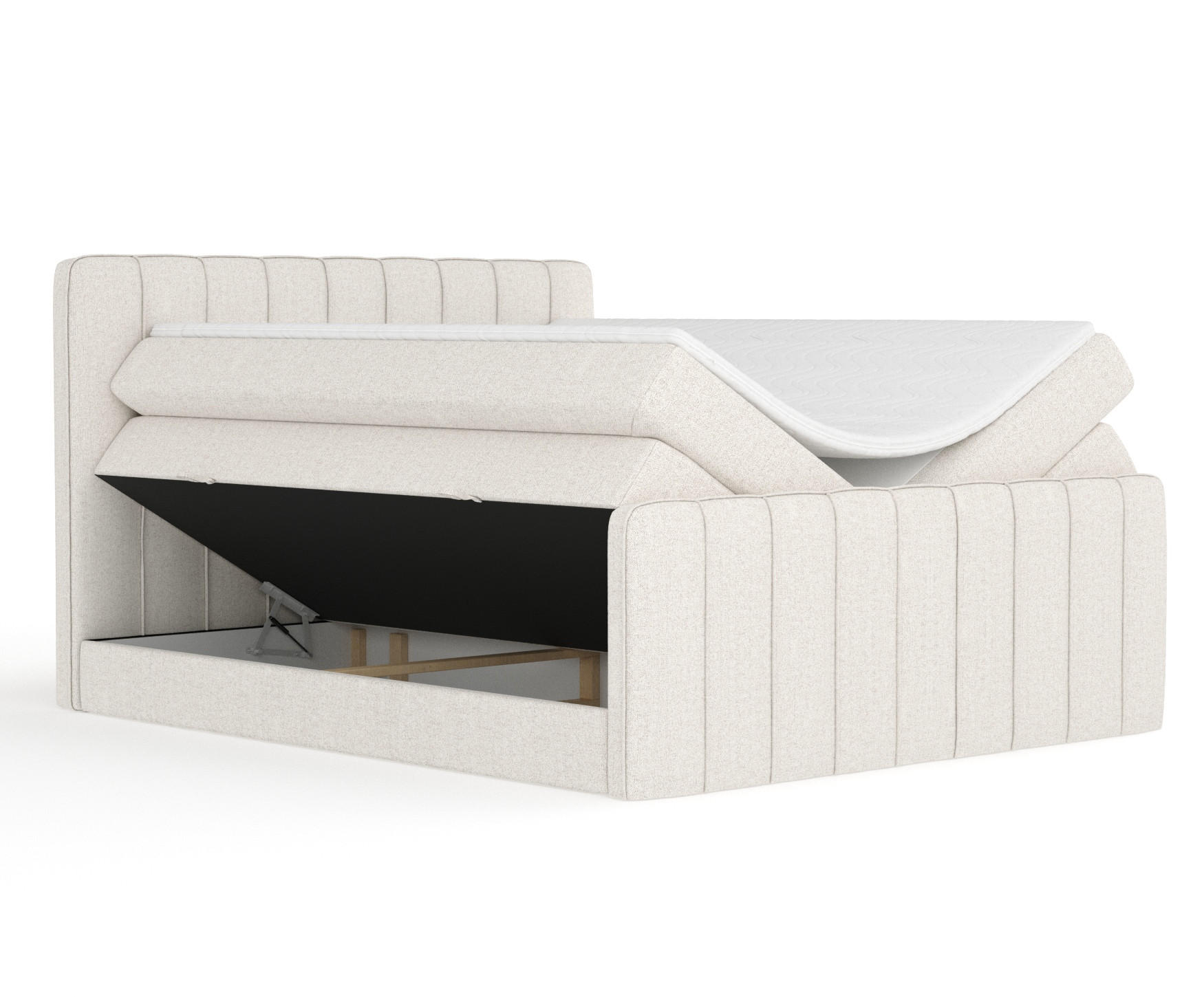 BOXSPRINGBETT Novara Beige 140/200 cm - Beige/Schwarz, Holz/Holzwerkstoff (140/200cm) - Maison de Reve
