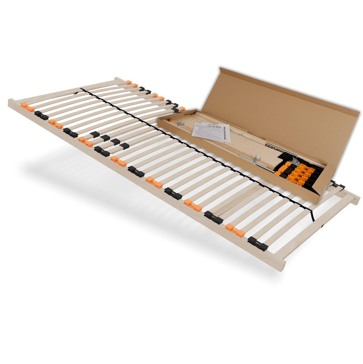 LATTENROST ErgoActive – 100/200 cm, 7 Zonen, Kopfteil verstellbar - Eschefarben, Holz/Metall (100/200cm) - Schlaftroll